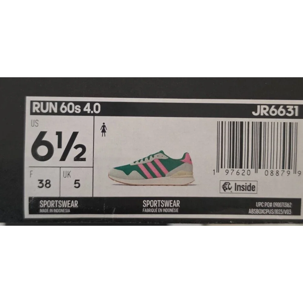Adidas Run 60s 3.0 Green Pink Women's 7.5 Running Shoes New GX Style Casual